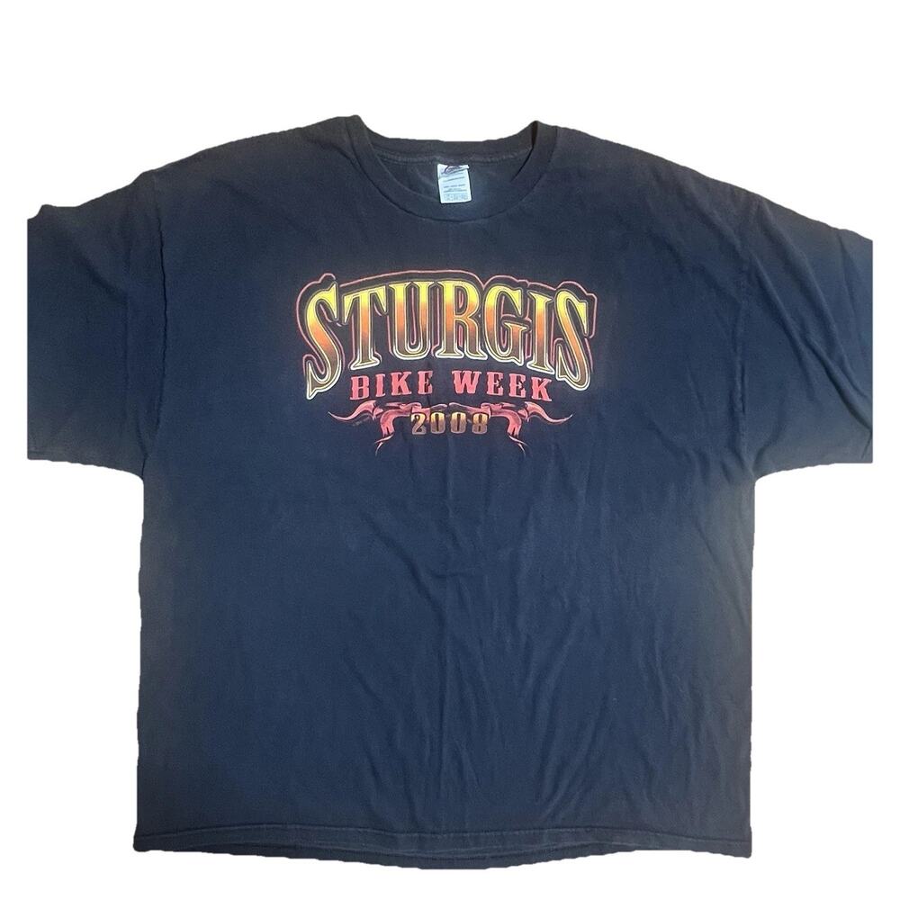 Vintage Sturgis Bike Week 2008 T-Shirt Black 3XL Biker Rally Flames